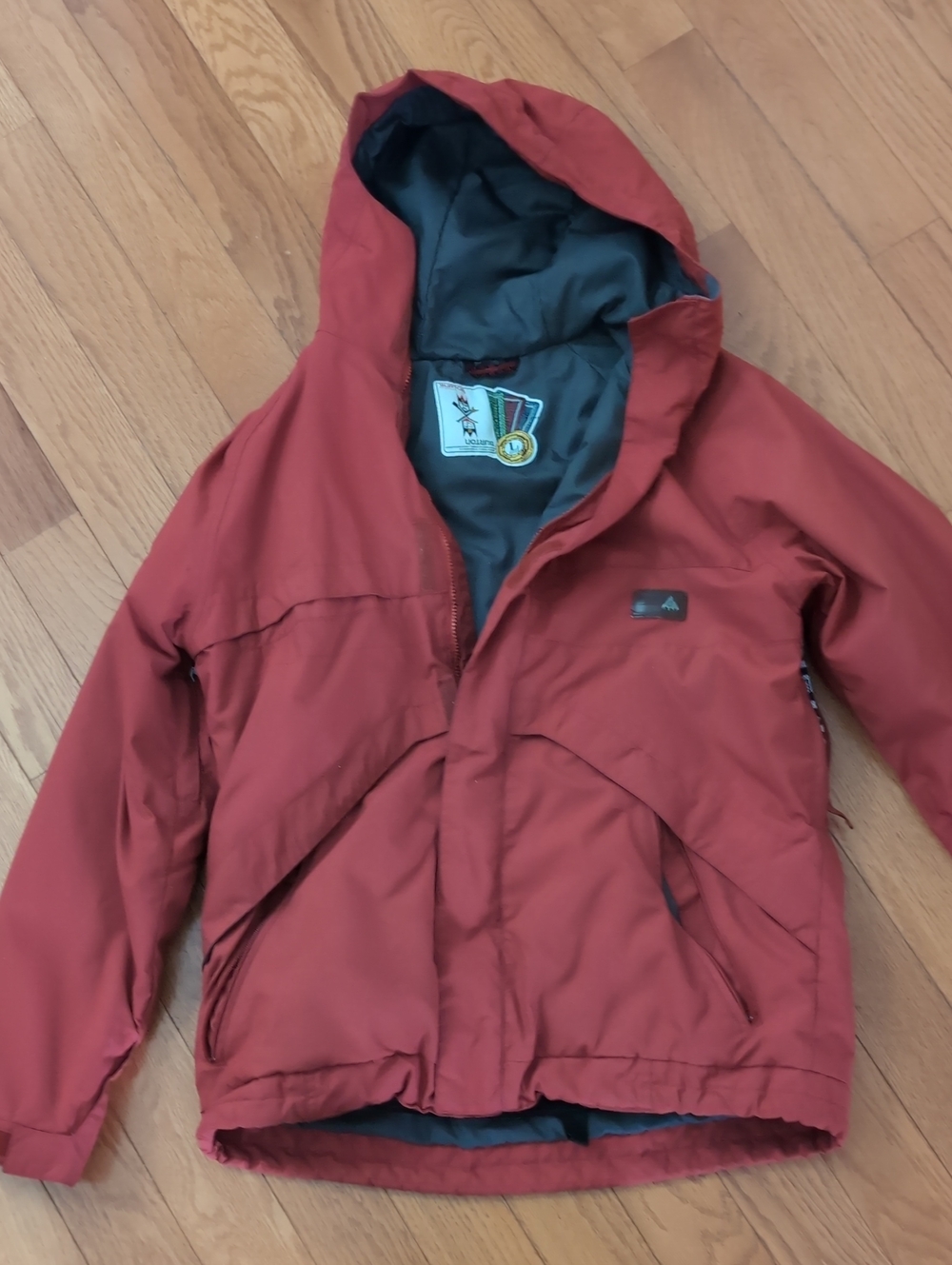 Burton Men's Rust Red Hooded Puffer Jacket